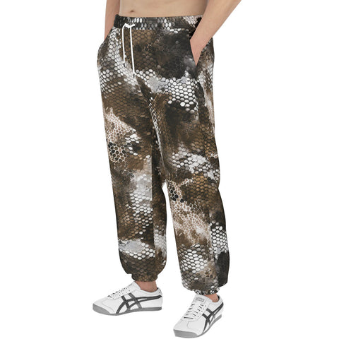 Men's Sweatpants Brown Snake Skin Print