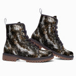 Leather Boots Brown Snake Skin Print