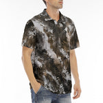 Men's Polo Shirt Brown Snake Skin Print