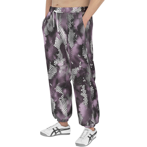 Men's Sweatpants Pink Snake Skin Print