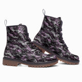 Leather Boots Pink Snake Skin Print