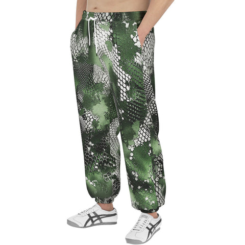 Men's Sweatpants Green Snake Skin Print