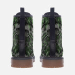 Leather Boots Green Snake Skin Print