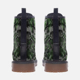 Leather Boots Green Snake Skin Print