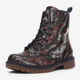 Leather Boots Red Snake Skin Print