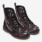 Leather Boots Red Snake Skin Print