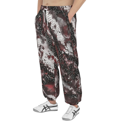 Men's Sweatpants Red Snake Skin Print