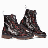 Leather Boots Red Snake Skin Print