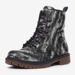 Leather Boots Gray Snake Skin Print
