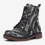Leather Boots Gray Snake Skin Print