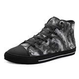 High-Top Canvas Shoes Gray Snake Skin Print