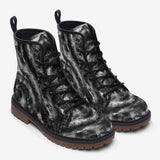Leather Boots Gray Snake Skin Print