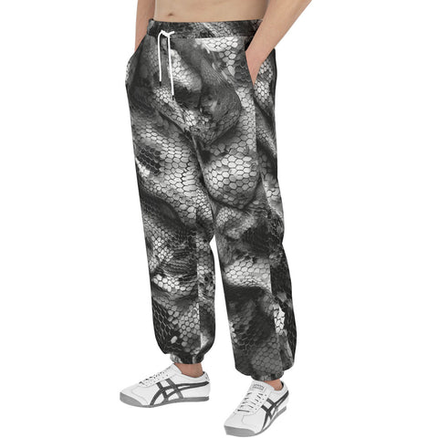 Men's Sweatpants Gray Snake Skin Print