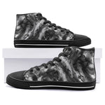 High-Top Canvas Shoes Gray Snake Skin Print