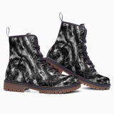Leather Boots Gray Snake Skin Print