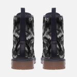 Leather Boots Gray Snake Skin Print