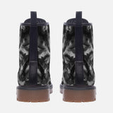 Leather Boots Gray Snake Skin Print