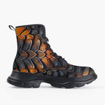 Casual Leather Chunky Boots Dragon Skales Texture Print