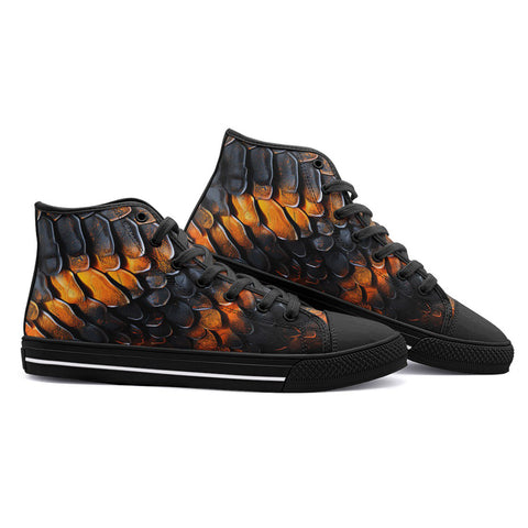 High-Top Canvas Shoes Dragon Skales Texture Print