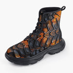 Casual Leather Chunky Boots Dragon Skales Texture Print