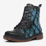 Leather Boots Blue Dragon Skales Texture Print