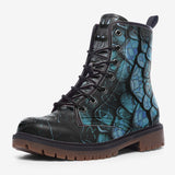 Leather Boots Blue Dragon Skales Texture Print