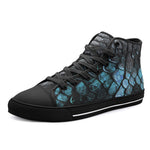 High-Top Canvas Shoes Blue Dragon Skales Texture Print