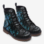 Leather Boots Blue Dragon Skales Texture Print