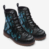 Leather Boots Blue Dragon Skales Texture Print