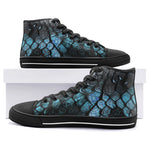 High-Top Canvas Shoes Blue Dragon Skales Texture Print