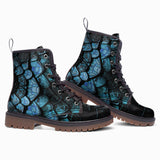 Leather Boots Blue Dragon Skales Texture Print