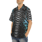 Hawaiian Shirt Blue Dragon Skales Texture Print