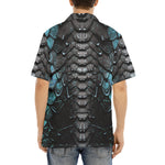 Hawaiian Shirt Blue Dragon Skales Texture Print