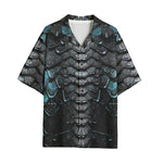 Hawaiian Shirt Blue Dragon Skales Texture Print
