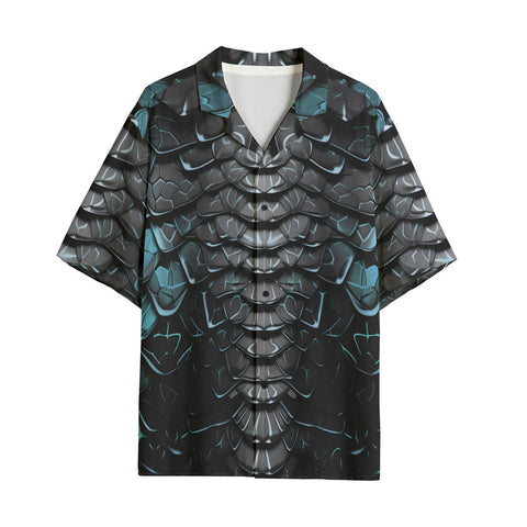 Hawaiian Shirt Blue Dragon Skales Texture Print