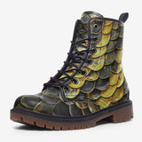Leather Boots Yellow Skales Texture Print