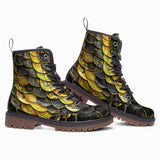 Leather Boots Yellow Skales Texture Print