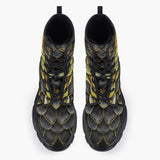 Casual Leather Chunky Boots Yellow Skales Texture Print