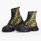 Casual Leather Chunky Boots Yellow Skales Texture Print