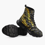 Casual Leather Chunky Boots Yellow Skales Texture Print