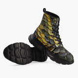 Casual Leather Chunky Boots Yellow Skales Texture Print