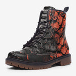 Leather Boots Red Dragon Skales Texture Print