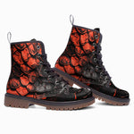 Leather Boots Red Dragon Skales Texture Print