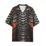 Hawaiian Shirt Red Dragon Skales Texture Print