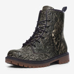 Leather Boots Aztec Skull Carved Stone Wall Art