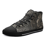 High-Top Canvas Shoes Aztec Skull Carved Stone Wall Art