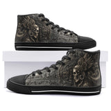 High-Top Canvas Shoes Aztec Skull Carved Stone Wall Art