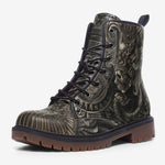 Leather Boots Ancient Skull Carved Stone Wall Art
