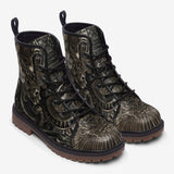 Leather Boots Ancient Skull Carved Stone Wall Art