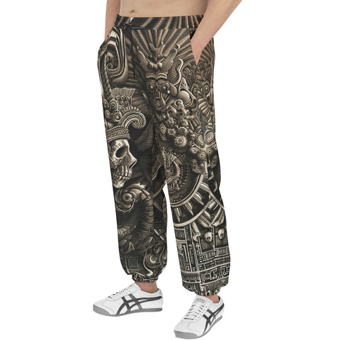 Men's Sweatpants Ancient Skull Carved Stone Wall Art